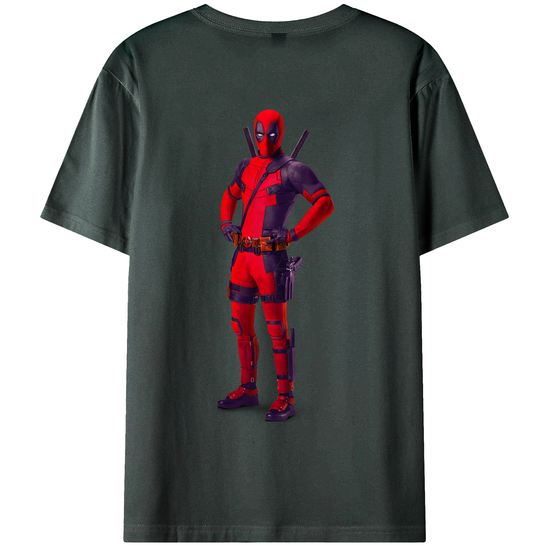 （画像用） Deadpool デッドプール 綿100％ メンズ半袖Tシャツ（バックプリント） 通気性